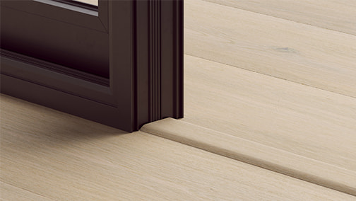 close up of a grey hardwood profile from pergo